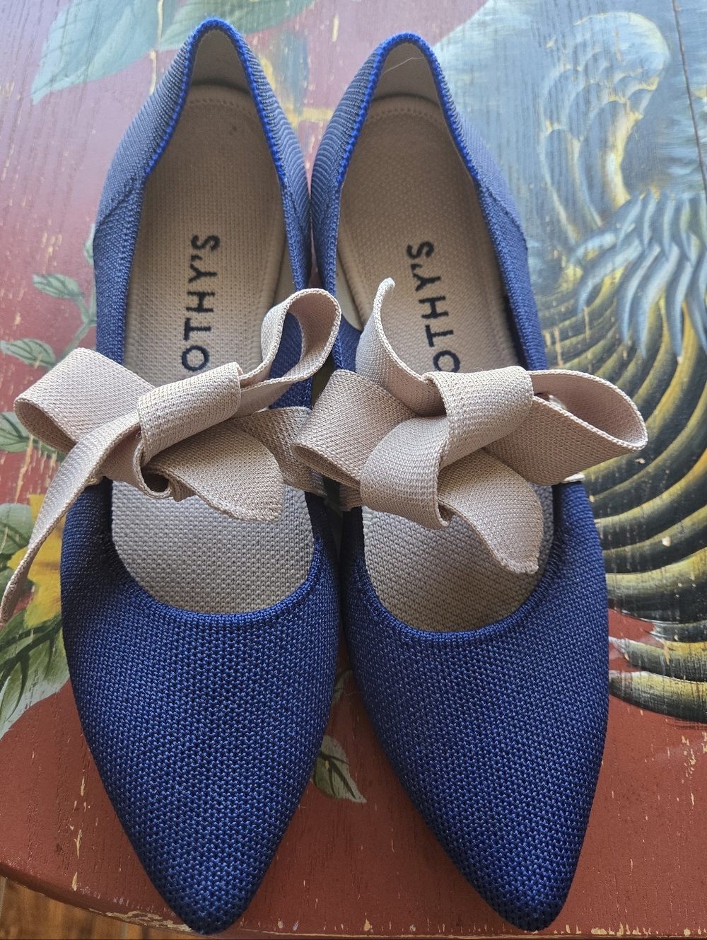 Rothy’s Sapphire Blue Mary Jane Bow Flats Pointed Toe Balletcore Size 8 - Picture 15 of 16